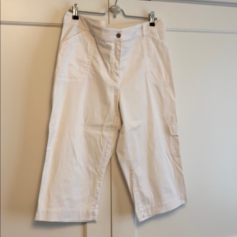 White crop cargo pants